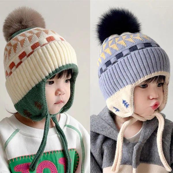 Boinas Invierno Niños Oreja Protector Sombrero Espesado Cálido Frío Bebé Lana Casual Jersey