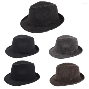 Bérets d'hiver classique britannique Vintage Fedoras Top Jazz chapeaux Version casquette en laine hommes d'âge moyen chapeau pour le père