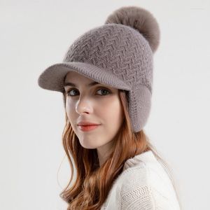 Bérets Bonnets d'hiver en coton chapeaux chauds pour femmes cache-oreilles tricotés doux écharpe chapeau de laine intégré en plein air décontracté cyclisme casquettes quotidiennes