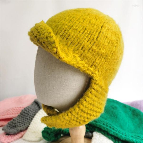 Boinas de invierno de punto de ganchillo engrosado Mohair peruana protección auditiva Sherpa Perú sombrero caza terciopelo a prueba de viento Pography Prop Cap