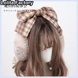 Bérets Hiver Mignon Peluche Cache-oreilles Bowknot Lapin comme Cheveux Lolita Chaleur Épice Fille Harajuku Femme Douce Gothique Punk y2k 230818