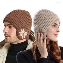 Bérets hiver protection de l'oreille chapeau tricoté pour hommes épaissi tricot résistant au froid casquette de crâne femmes en plein air rue mode laine chaude