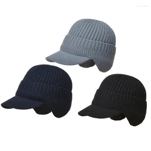 Boinas Invierno Orejeras Sombrero Mujeres Hombres Punto al aire libre Plus Terciopelo Espesar Gorros cálidos Oreja para protección Bonnet Cover He