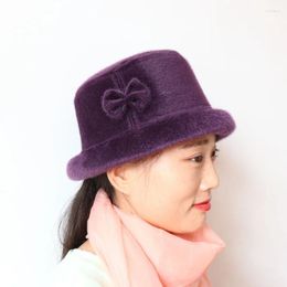 Beretas Winter Elder Woman Hat, cálida abuela de lana de lana de tejido de punto medio de mediana edad.