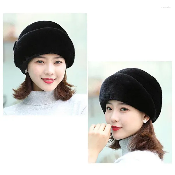 Bérets hiver mode chapeau russe fleur décor épaissi luxe garder au chaud couleur unie automne thermique femmes casquettes pour l'extérieur