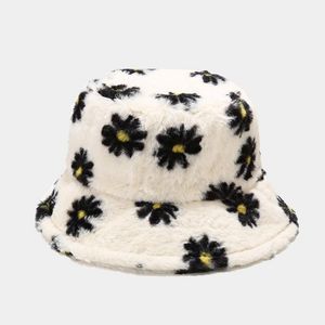 Beretten winter faux bont pluizige emmer hoeden vrouwen buiten warme zon hoed zacht fluwelen furly visser cap dame mode panamaberets