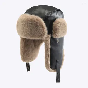 Bérets Hiver Faux Fur Bomber Windprooter Hat For Women Men Men Outdoor Épaissinet Warm Oreau pilotes Pilote Russe Ski Chapeaux de ski