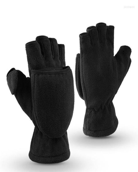 Boinas Guantes de invierno 3M Thinsulate Sin dedos Convertible Ski Mittens A prueba de viento Ciclismo Fleece Cálido para hombres Mujeres 4626378