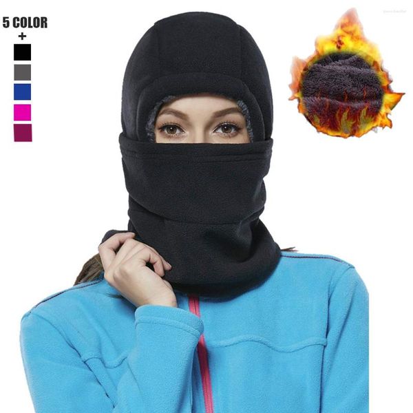 Boinas Gorro de invierno para hombre y mujer, gorros de lana, calentador de cuello, gorros de pasamontañas abrigados y gruesos, máscara de esquí, orejeras, capucha a prueba de viento, Unisex