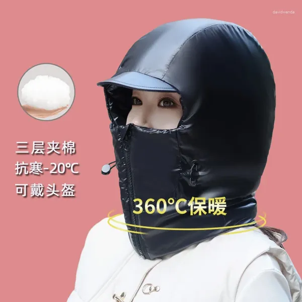 Bérets chapeau d'hiver pour femmes équitation vélos électriques chaud oreille Protection collier intégré épaissi Lei Feng extérieur froid