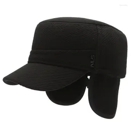 Berets Hat Hat Men Military Balck Flat Velvet épais en laine de laine Coton Coton Cap chapeaux décontracté pour Sailor Army