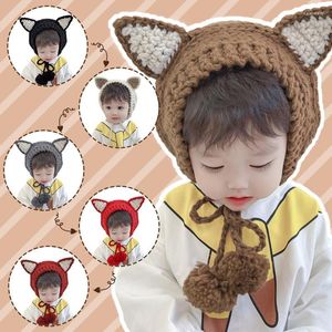 Bérets chapeau d'hiver hommes en cuir oreille dessin animé enfant en bas âge GirlBoy Bomber bébé Protection porter Crochet Beanie chapeaux casquette oreilles