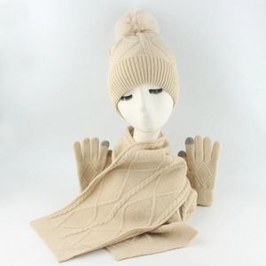 Bérets d'hiver, écharpe, gants et chauffe-oreilles, ensemble d'écran tricoté chaud, cadeaux, foulards pour Gorras