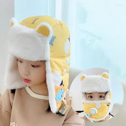 Bérets chapeaux d'hiver pour enfants épais Pluch en serveur en serveur en velours enjolit