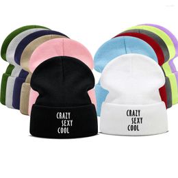 Bérets Chapeaux d'hiver pour hommes unisexe CRAZY SEXY COOL broderie Bonnet dame automne femme tricoté casquettes plus chaud Bonnet femmes décontracté