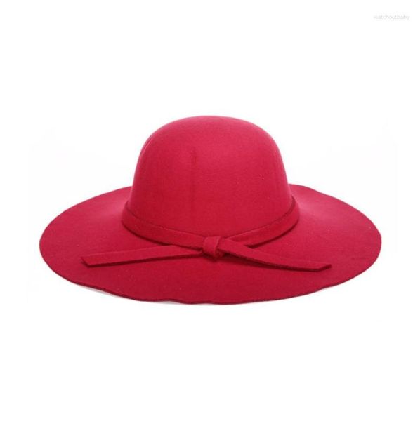 Boinas, sombreros de invierno para mujer, sombrero de fieltro de lana de ala ancha Vintage suave, sombrero Fedora, sombrero flexible, gorra grande