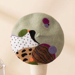 Bérets Chapeaux D'hiver Femme Béret Vintage Simple Peintre Britannique Feutre Chapeau Mignon Fille Lolita À La Main Laine Chaud Cap Chapeaux