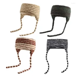 Bérets d'hiver bandeaux à la main cache-oreilles couvre-chef pour femmes filles Bomber chapeau