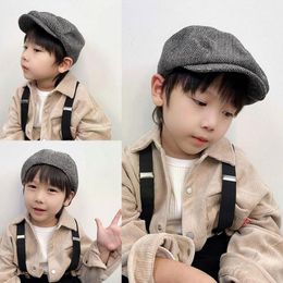 Berets Winter Kids Hat For Girl and Boy Children Beret Caps achthoekige kleding Pography Props kind Koreaanse stijl R7Z1berets Beretsberets