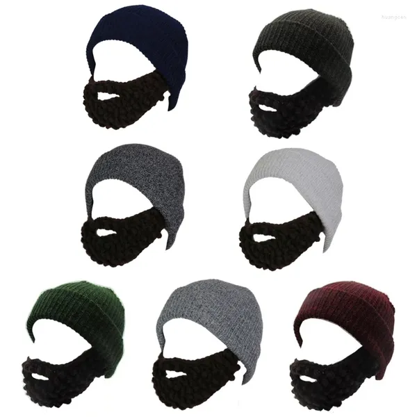 Bérets Hiver tricot Barbe Hatte Keep Warm Balaclava Full Face Full Face Couvre pour adulte