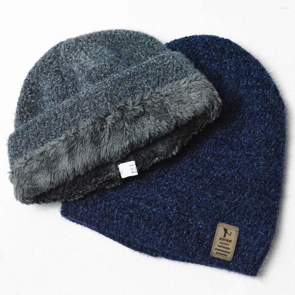 Bérets Hiver Hommes Tricot Slouchy Beanie Chapeau Cachemire Skullies Chapeaux Pour Femmes Casquettes