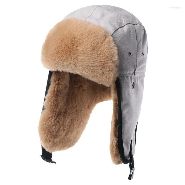 Bérets hiver hommes femmes toile Lei Feng chapeau peluche épaississement chaud protection de l'oreille bombardier randonnée en plein air équitation ski froid