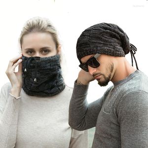 Beretten Winter Men Skullies Beanies sjaal ring gebreide hoeden sjaals voor volwassen nek snood warp verdikte wollen kraag warm