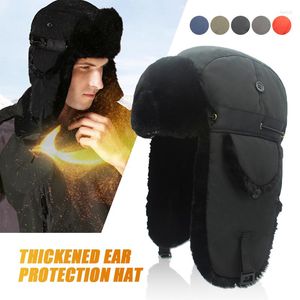 Bérets Hiver Hommes Chaud Russe Chapeau Ushanka Avec Oreille Rabat Fausse Fourrure Trappeur Cap Ski