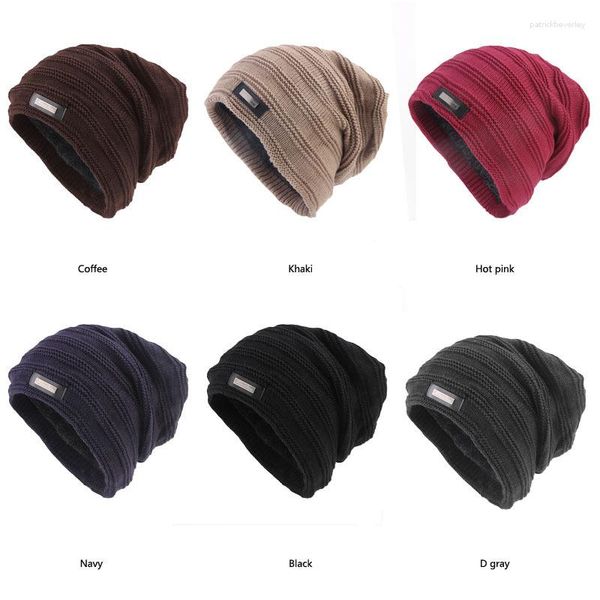 Bérets hiver métal étiquette tricoté chapeau coréen extérieur équitation résistant au froid épaissi chaud laine Pile tas CapM-120