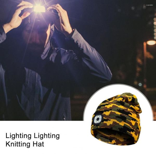 Boinas Invierno Noche Jogging Led Sombrero Recargable Impermeable Alto Brillo Iluminación Para Camping Unisex