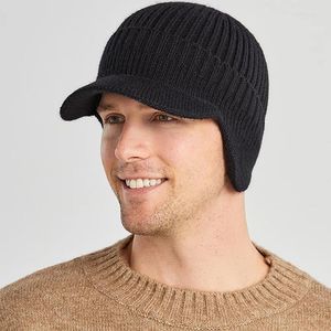 Bérets hiver extérieur équitation chaud Protection des oreilles hommes chapeau épais coupe-vent pare-soleil tricoté mâle casquette de Baseball