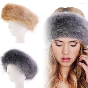 Boinas invierno al aire libre gruesa peluda diadema sombreros de esquí diadema de piel sintética para Mujeres Hombres orejeras elásticas