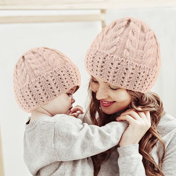 Boinas Gorros de invierno para padres e hijos, gorro cálido para bebé, gorro de punto, gorro de ganchillo para familia a juego para madre, niño, gorro para bebés