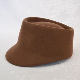 Boinas Boileras de lana de lana de invierno Sombreros para mujeres Cadete Cadete El ejército de ejército militar anillo de sombrero con correa ajustable