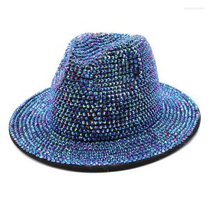 Bérets Himestone Fedora Hat pour les femmes grosses à bord de diamant Night Party Beach Ladies Fashion Performance