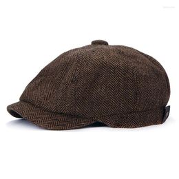 Boinas Invierno Primavera Hombres Faux Woolen Tweed Estilo irlandés Sboy Cabbie Gatsby Paperboy Hat Cap para hombres Boina Sombreros de conductor