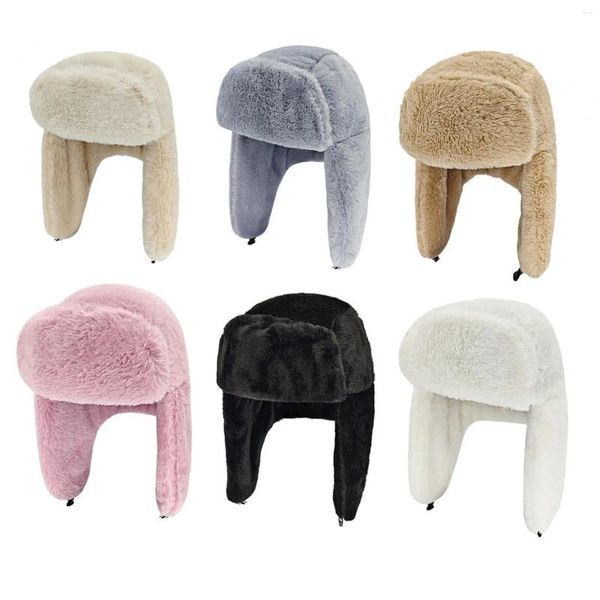 Boinas Sombreros de trampero de invierno Orejeras Protección Gorros de esquí Clima frío Engrosamiento para hombres Adultos Niñas Mujeres Bicicleta