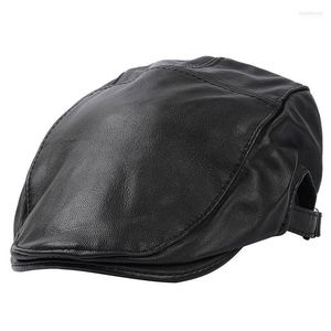 Berets Winter Unisex echte lederen eendenbill Boina dunne hoeden voor mannen/vrouwen vrije tijd zwart/bruin 54-61 cm gemonteerde cabbie motorkap davi22