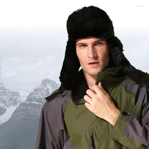 Bérets hiver chaud bombardier casquettes avec protection des oreilles Gorro Ruso Hombre Ushanka équitation chapeau de fourrure russe