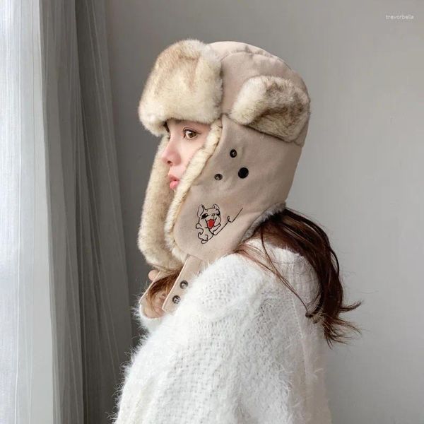 Bérets hiver chaud masque facial chapeau coupe-vent et conduite à froid voiture électrique Lei Feng protection complète de l'oreille en peluche épaissie hommes