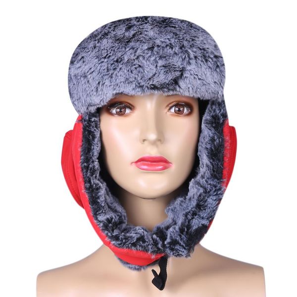 Boinas Sombreros cálidos de Invierno Hombres Mujeres Gorras de bombardero Máscara extraíble Gorro Cuero de PU Grueso Lei Feng Bone Rusia Czapka Zimowa Gorros Invierno