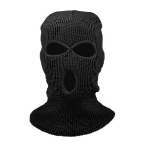 Boinas Winter Warm Hood Men's Ski and Cold -Proof Cycling Black Mask Sombrero de punto de lana de tres agujeros Sports Face