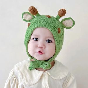 Bérets hiver chaud tricot dessin animé bébé chapeau mignon bois enfants garçon fille à la main laine fil bonnet infantile enfant en bas âge casquettes oreilleflap