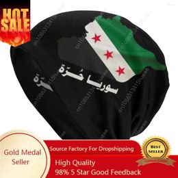 Berets Winter Warm Knit hoeden unisex volwassen Syrië Onafhankelijkheid vlag MAP Arabische kalligrafie Skullies Beanies Caps Syrische trots Bonnet