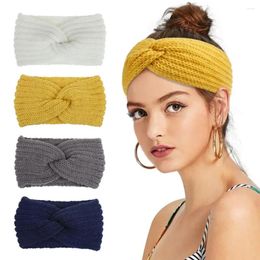 Bérets hiver chaud tricoté noeud croix bandeau pour femmes filles automne élastique élastique pour cheveux bande solide chapeaux accessoires