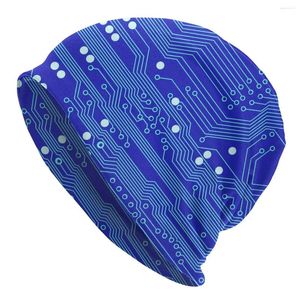 Bérets Hiver Chaud Hommes Femmes Chapeaux Tricotés Bleu Circuit Board Skullies Bonnets Casquettes Électronique Ordinateur Micropuce Technologie Bonnet