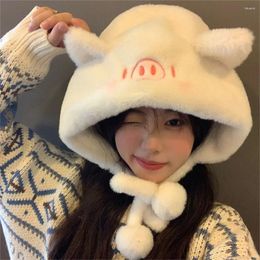 Bérets hiver chaud chapeau en peluche décontracté résistant au froid coupe-vent bonnets épaissi mignon cochon bonnet casquettes en plein air AA