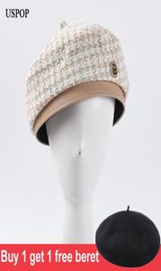 Bérets Winter Femmes Béret CHAPLE TWEED PLAID Béret Hattes de laine chaude épais 6755583