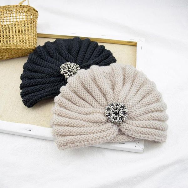 Bérets hiver femmes mode bonnets Boho ballade accessoires laine chaud tricoté chapeau sac tête casquette argent boule bijoux capuche chapeaux musulmans