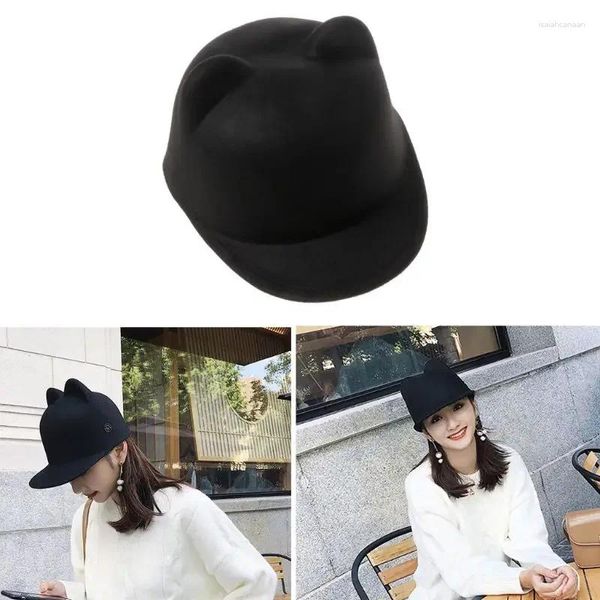 Boinas Invierno Mujeres Giras de lana de lana Hat de diablo Bowler